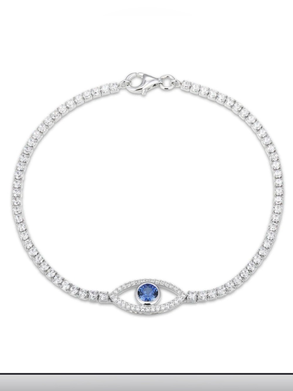 Sterling Silver 925 Blue Sapphire Evil Eye Tennis Bracelet